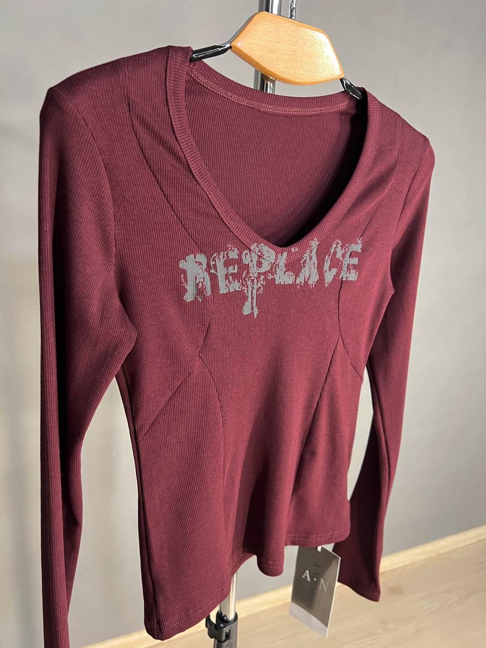 Лонгслів жіночий A-N 25079 рубчик реглан v-виріз корсетні шви OS Бордовий (3454) - фото 5 Лонгслів жіночий A-N 25079 рубчик реглан v-виріз корсетні шви OS Бордовий (3454) - фото 5