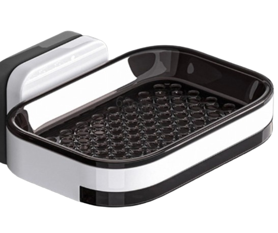 Мильниця настінна з кріпленням 13,3x9 см Black/White (128428) Мильниця настінна з кріпленням 13,3x9 см Black/White (128428)