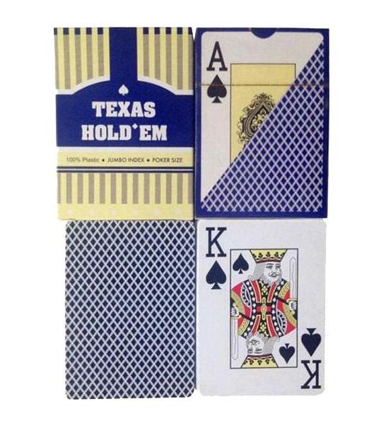 Карты пластиковые Texas Hold’Em Jumbo Index 88x63 мм 54 карты Синий (17960235) - фото 2