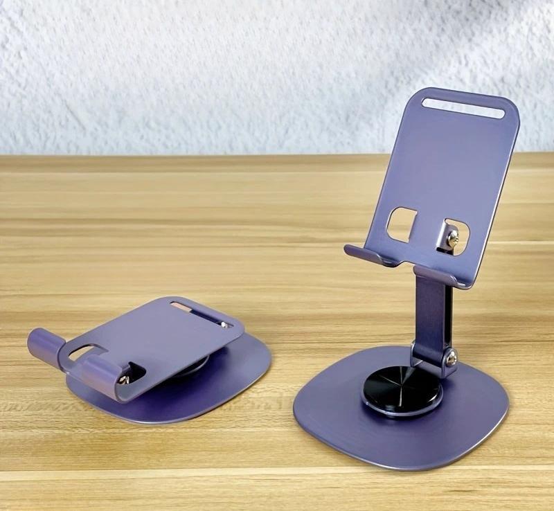 Держатель для телефона и планшета металлический настольный поворотный с регулируемым углом наклона 12,5х8,5х5,8 см Фиолетовый (D-0093) - фото 2