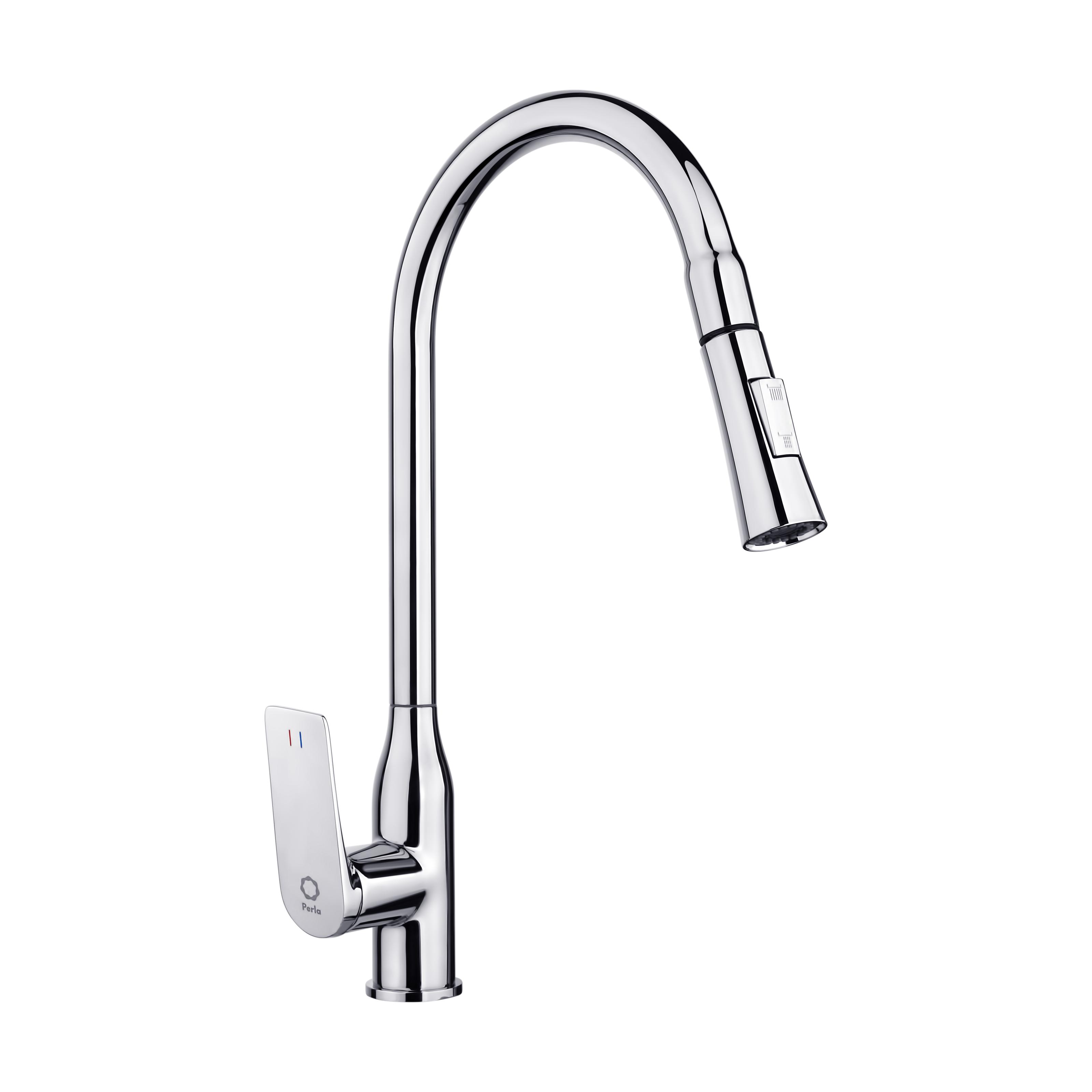 Змішувач для кухні Perla PETER з висувною лійкою латунь Хром (PSK6709)