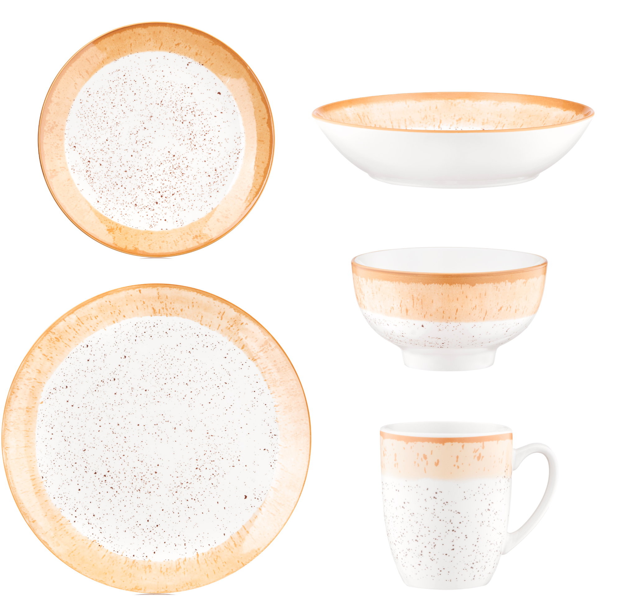 Столовый сервиз Ardesto Siena 5 предметов 1 персона фарфор Бело-оранжевый