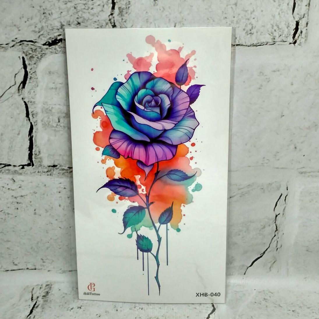 Тату временное Троянда лист 11,5x21 см (XHB-040)