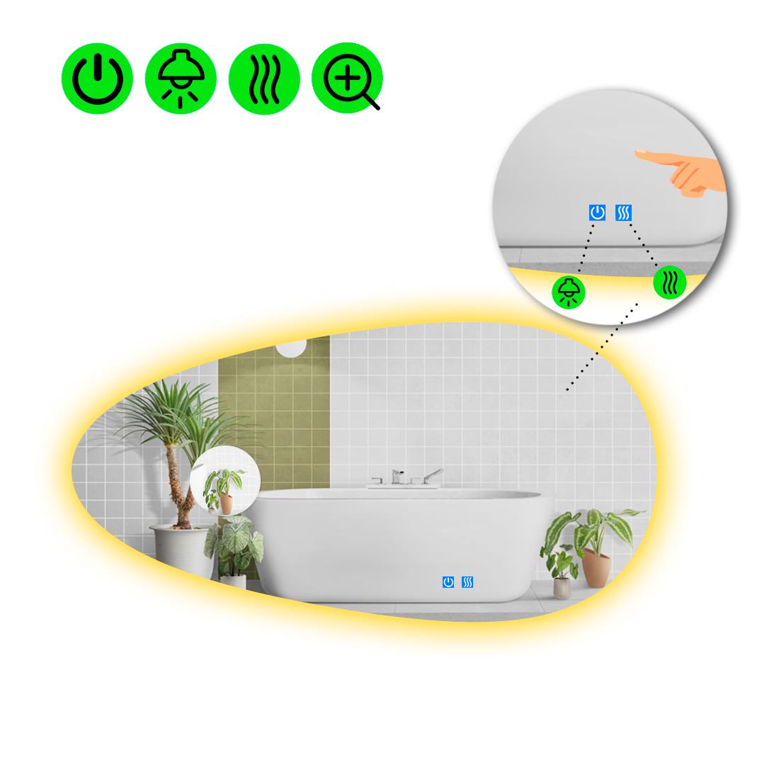 Дзеркало з LED підсвіткою Occhio 2 із двома сенсорами 140x70 см