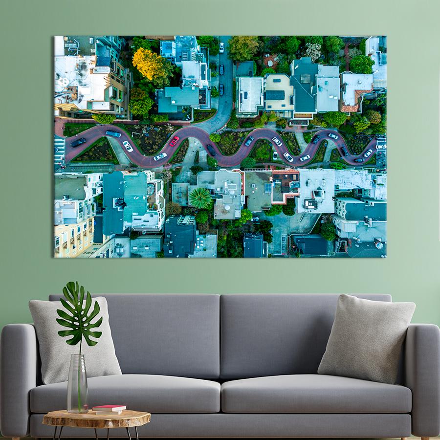 Картина город Знаменитая улица в Сан-Франциско 80x54 см (A572-1)