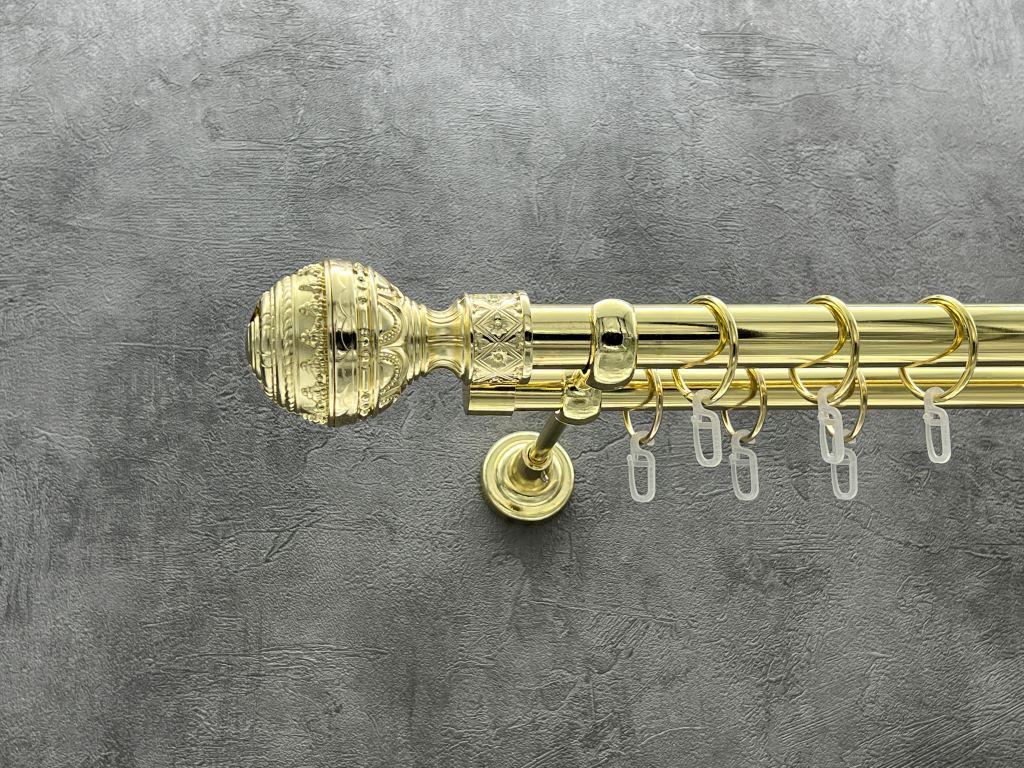 Карниз Quadrum Арабеска гладкая штанга двойной открытый 25/19 мм 300 см Золотой