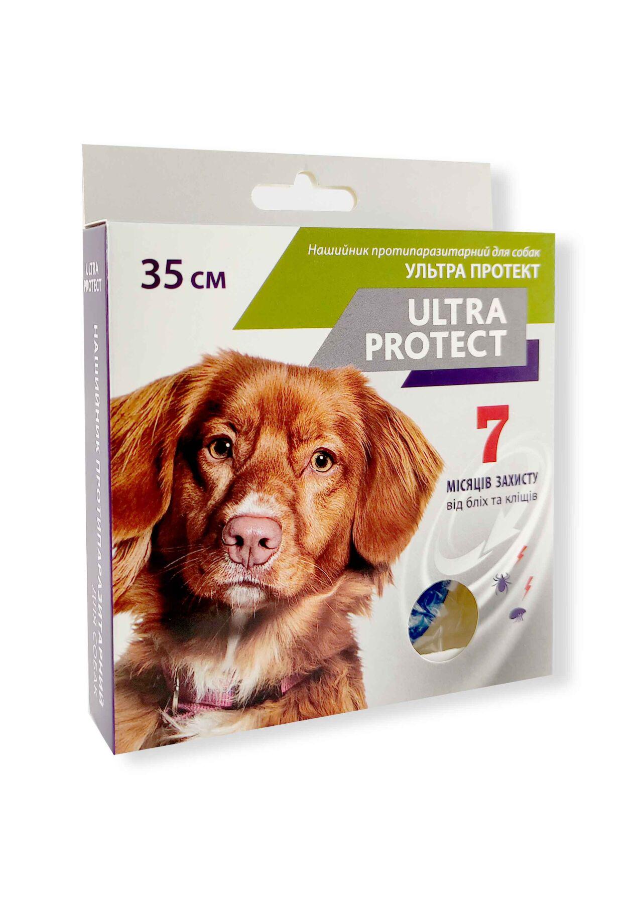 Противопаразитарный ошейник для собак Ultra Protect 35 см Синий (001321)