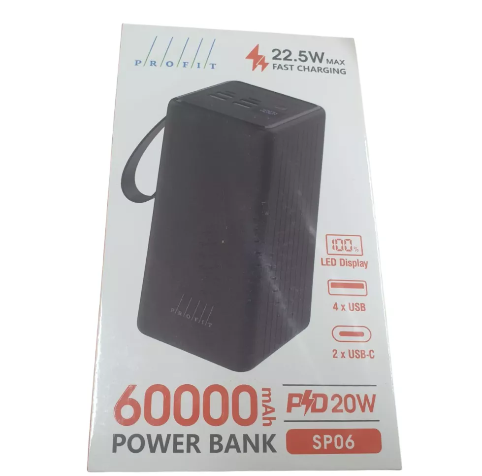 Повербанк PROFIT SP06 60000 mAh 22,5 W/PD20W LED black (2456931180)