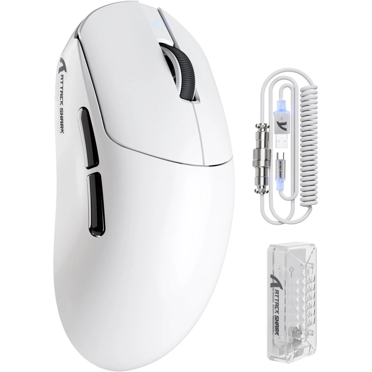 Комп'ютерна мишка attack shark X8 Pro PAW 3395PRO Sensor 40K DPI 8K 2.4G/USB-C з кабелем/Bluetooth Білий (29817185)
