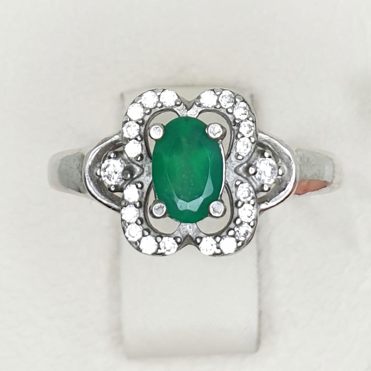 Кольцо серебряное с зеленым агатом р. 17 2 г (1428858619) Кольцо серебряное с зеленым агатом р. 17 2 г (1428858619)