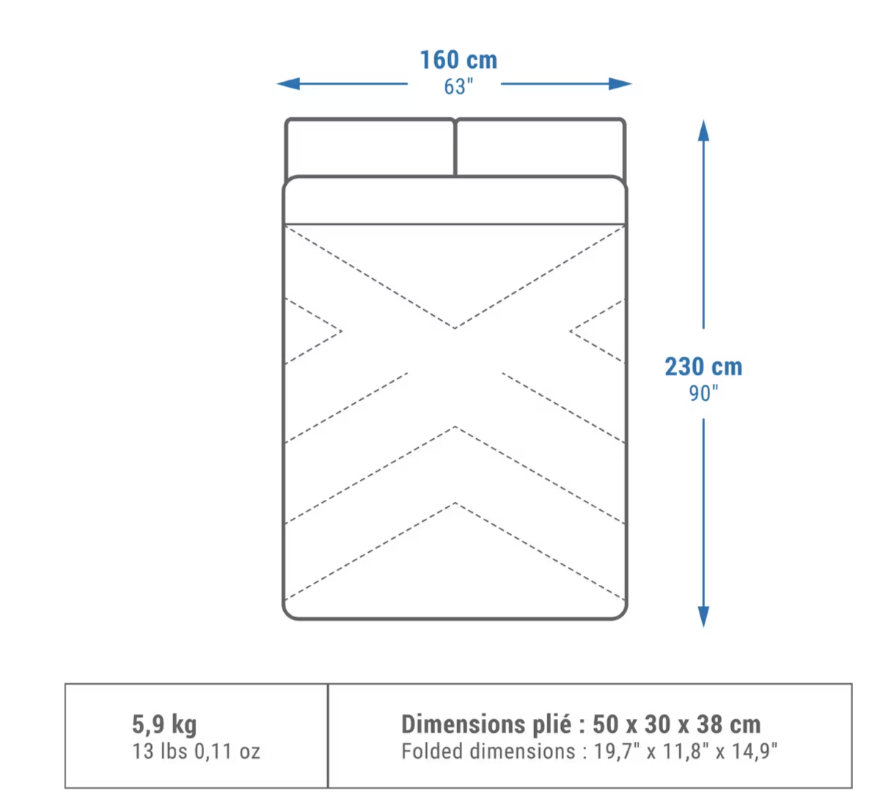 Мішок спальний Quechua для кемпінгу 230x160 см Синій - фото 2 Мішок спальний Quechua для кемпінгу 230x160 см Синій - фото 2