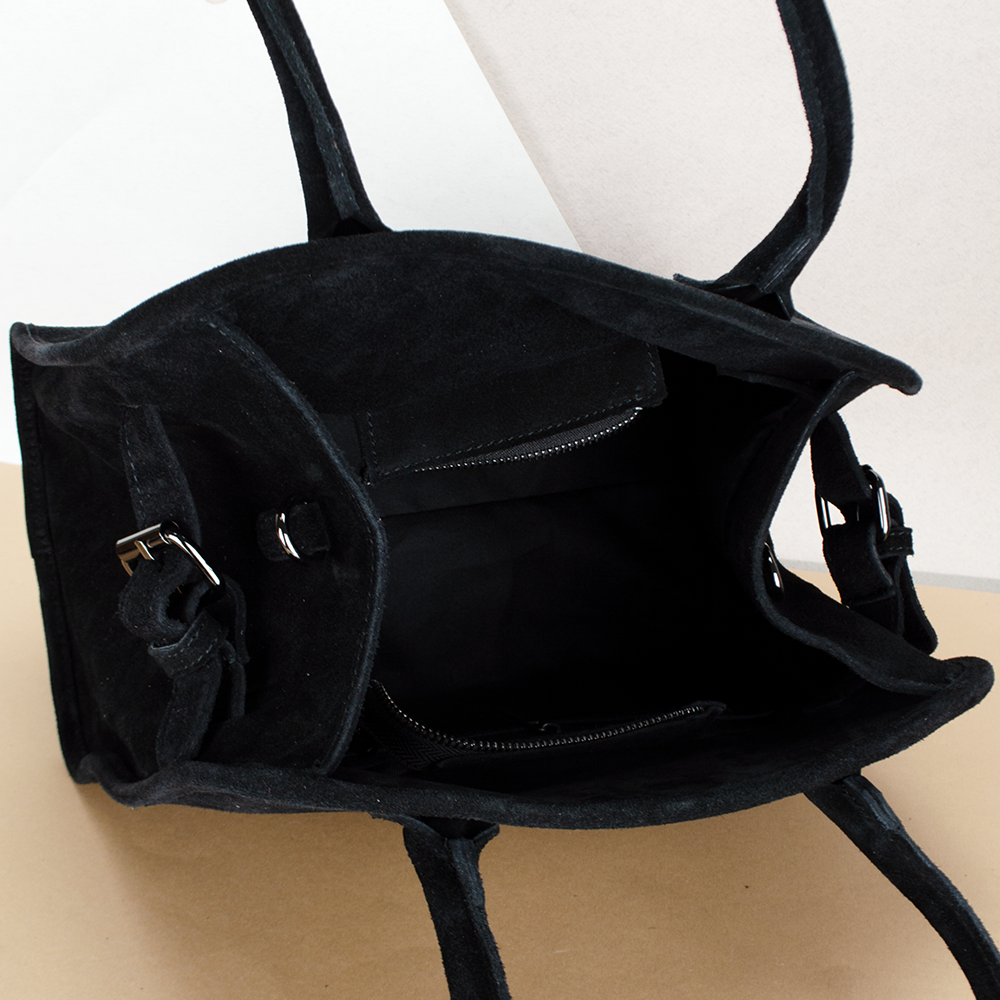 Сумка женская Virginia Conti 03802 замшевая с 2 ручками Черный (2401874939) - фото 4 Сумка женская Virginia Conti 03802 замшевая с 2 ручками Черный (2401874939) - фото 4