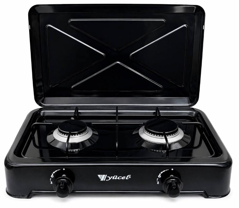Настольная плита газовая портативная YUCEL LPG 2 конфорки Black (M1020)