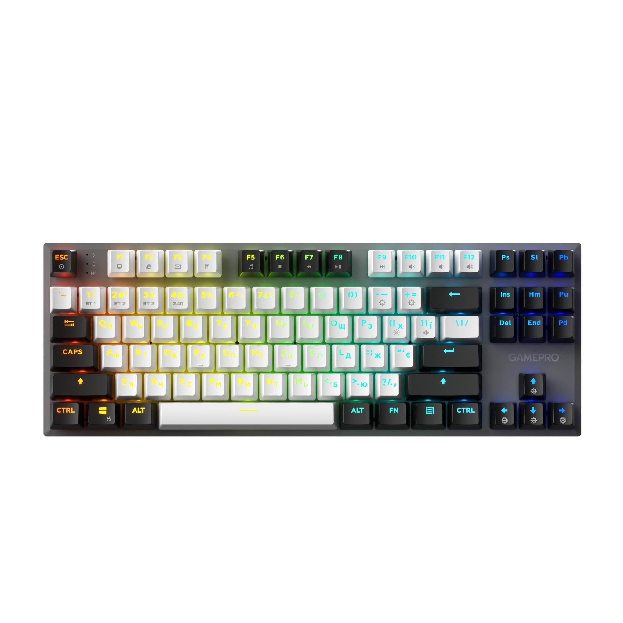 Клавиатура беспроводная механическая GamePro Genesis Joker Pro 87 клавиш Outemu Red RGB ENG/UKR Grey (MK124G Pro)