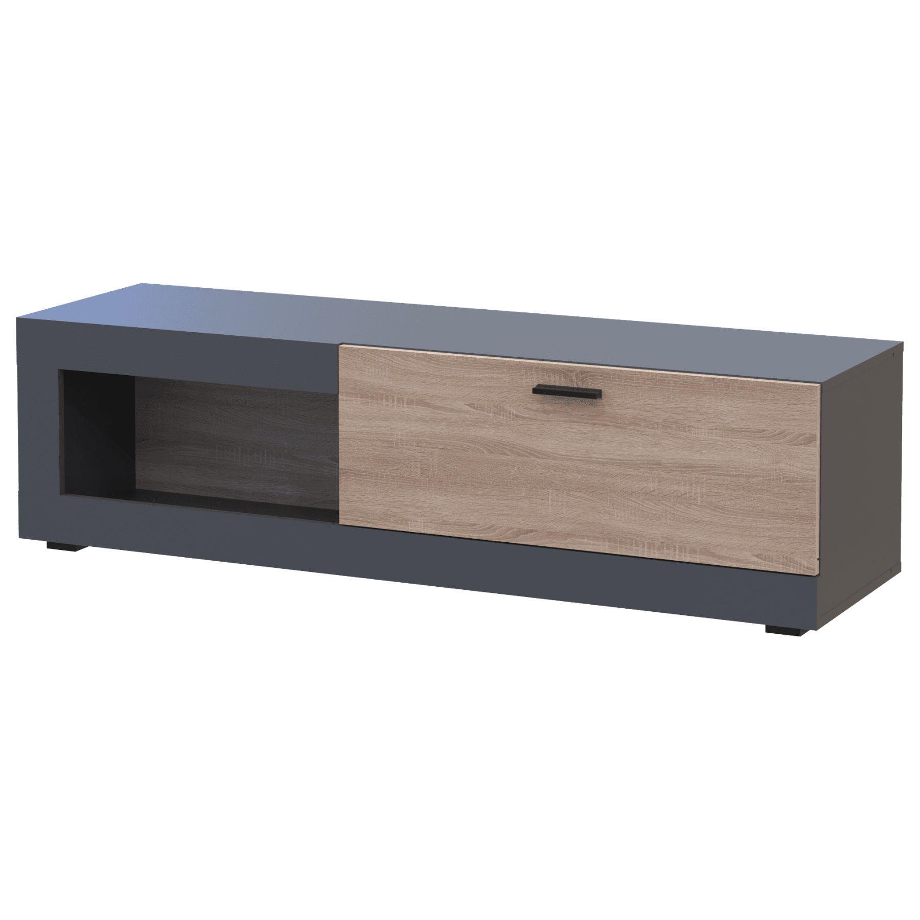 Тумба под ТВ Doros Дана 140х41,6х40 см Графитовый/Дуб Сонома (DRS-011346)