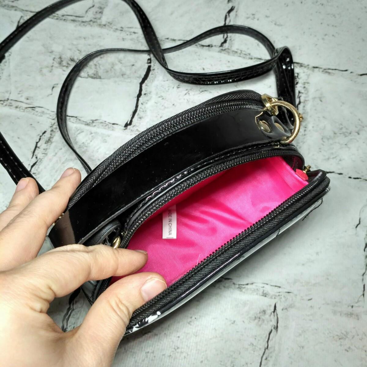 Сумочка дитяча лакова Єдиноріг міні 15х12х5 см Чорний (730-8) - фото 2