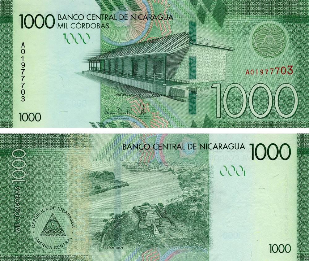 Коллекционная банкнота Никарагуа 1000 кордоб 2017 UNC P215 (Б15934)