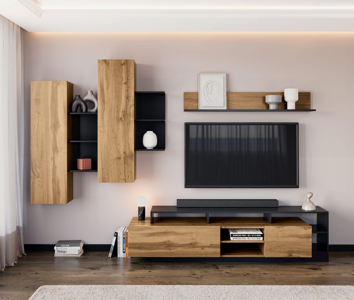 Гостиная Світ меблів Калиста из ДСП Дуб Аппалачи/Антрацит (51756)