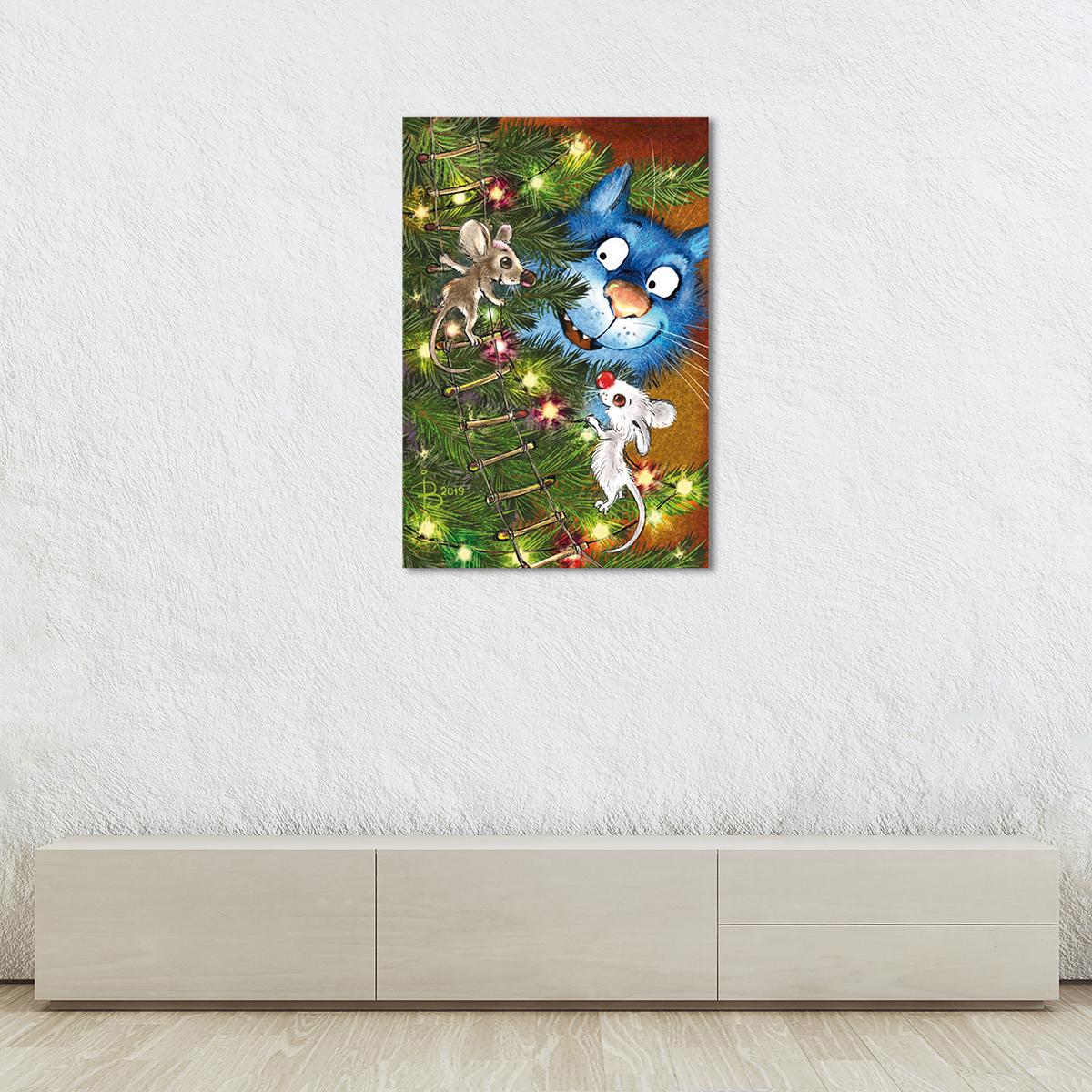 Модульная картина Елку наряжаем 1 модуль 60x90 см