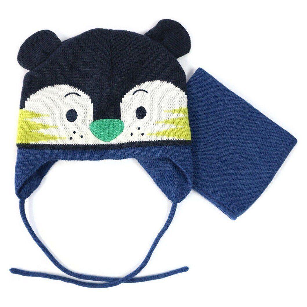 Шапка с баффом вязаные для мальчика Peluche&Tartine F16ACC11BG зимние 42-46 см Сине-зеленый (F16ACC11BG-Federalblue-6/12m)