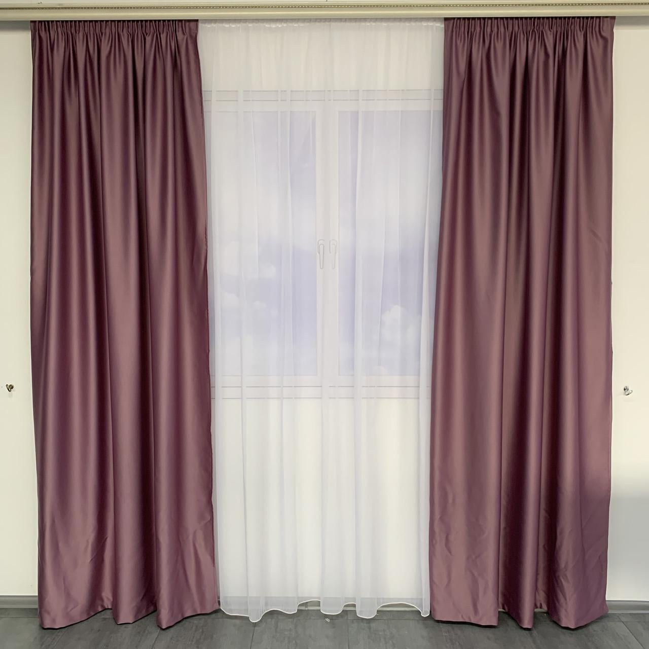 Шторы готовые в спальню из атласа Розовый (SH-VRTK-18)