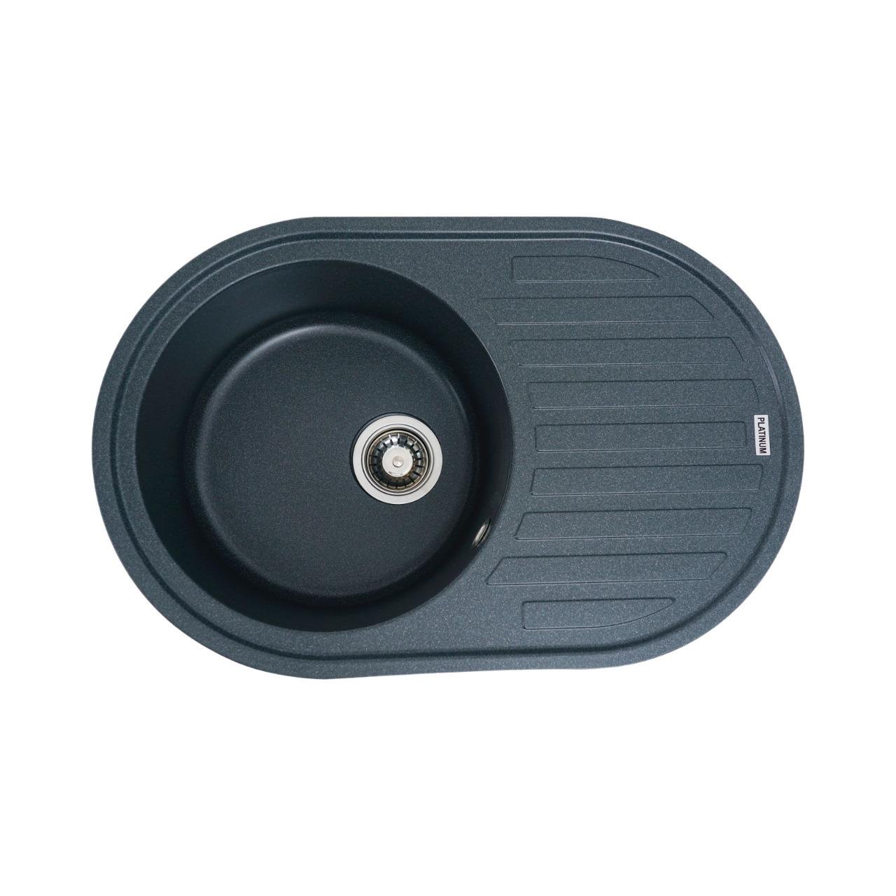 Мойка кухонная Platinum PLS-A27545 гранитная овальная 770x500 мм Серый (152403) Мойка кухонная Platinum PLS-A27545 гранитная овальная 770x500 мм Серый (152403)