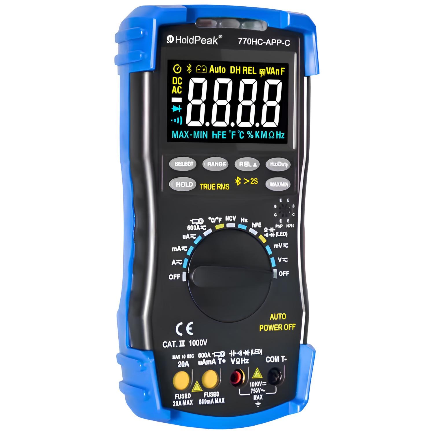 Мультиметр цифровий HoldPeak HP-770HC-APP-C TrueRMS 6000 відліків 1000 В 20А AC/DC 60МОм 100 мФ 1000°C 10МГц - фото 3
