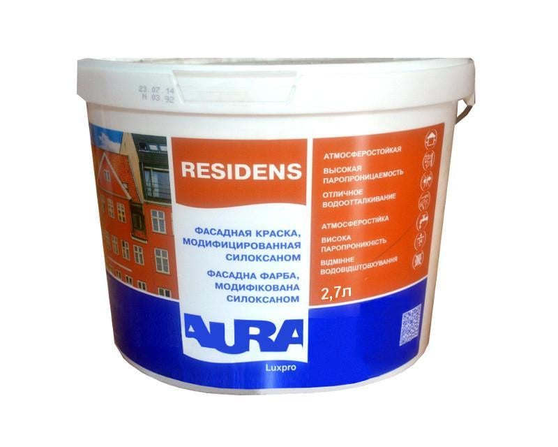 Краска силиконовая фасадная Aura LUX PRO RESIDENS B1 9 л Белый (1777521117) Краска силиконовая фасадная Aura LUX PRO RESIDENS B1 9 л Белый (1777521117)