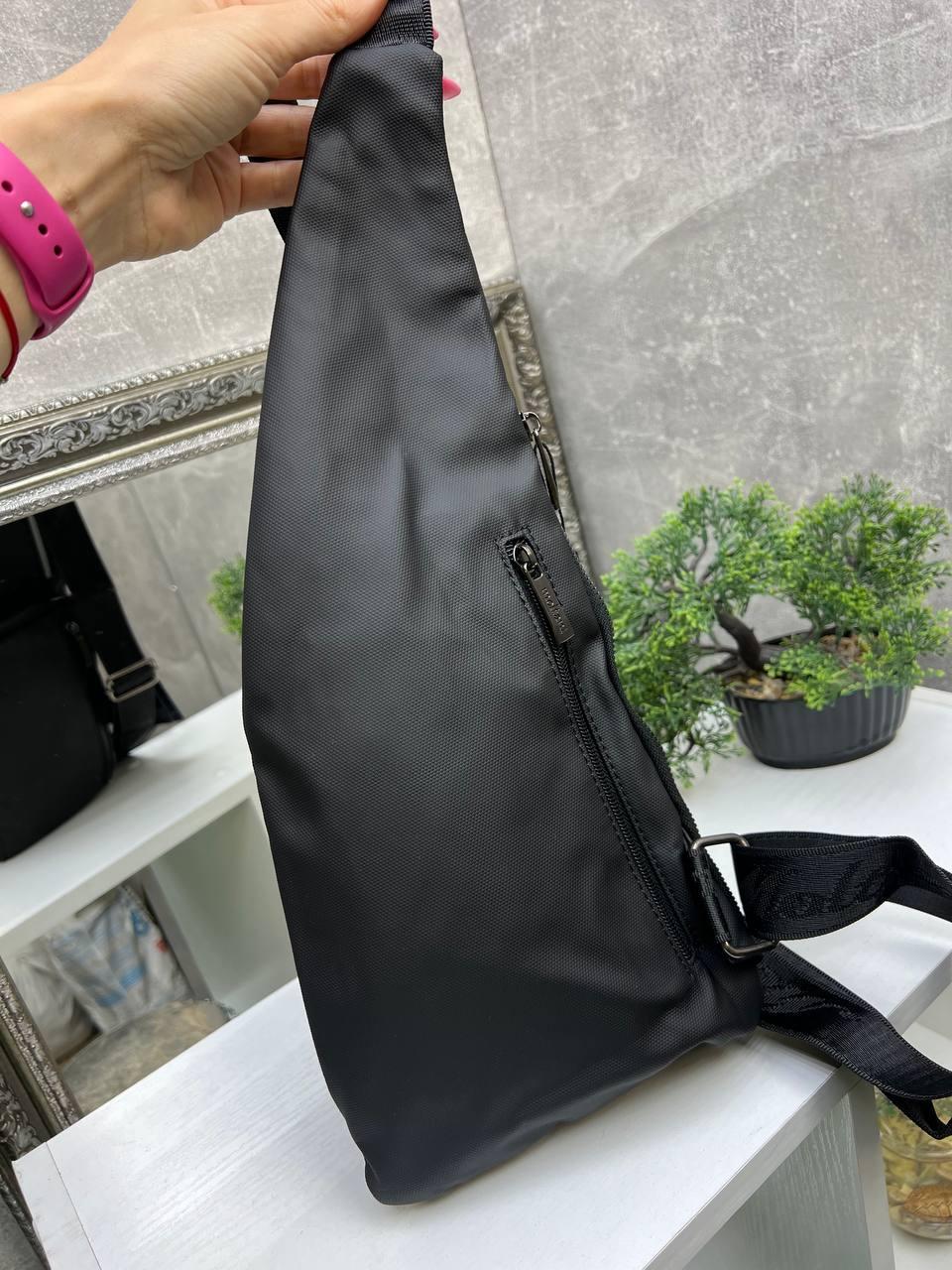 Сумка слинг через плечо мужская из водоотталкивающей ткани 18х42 Черный (2682007775) - фото 9