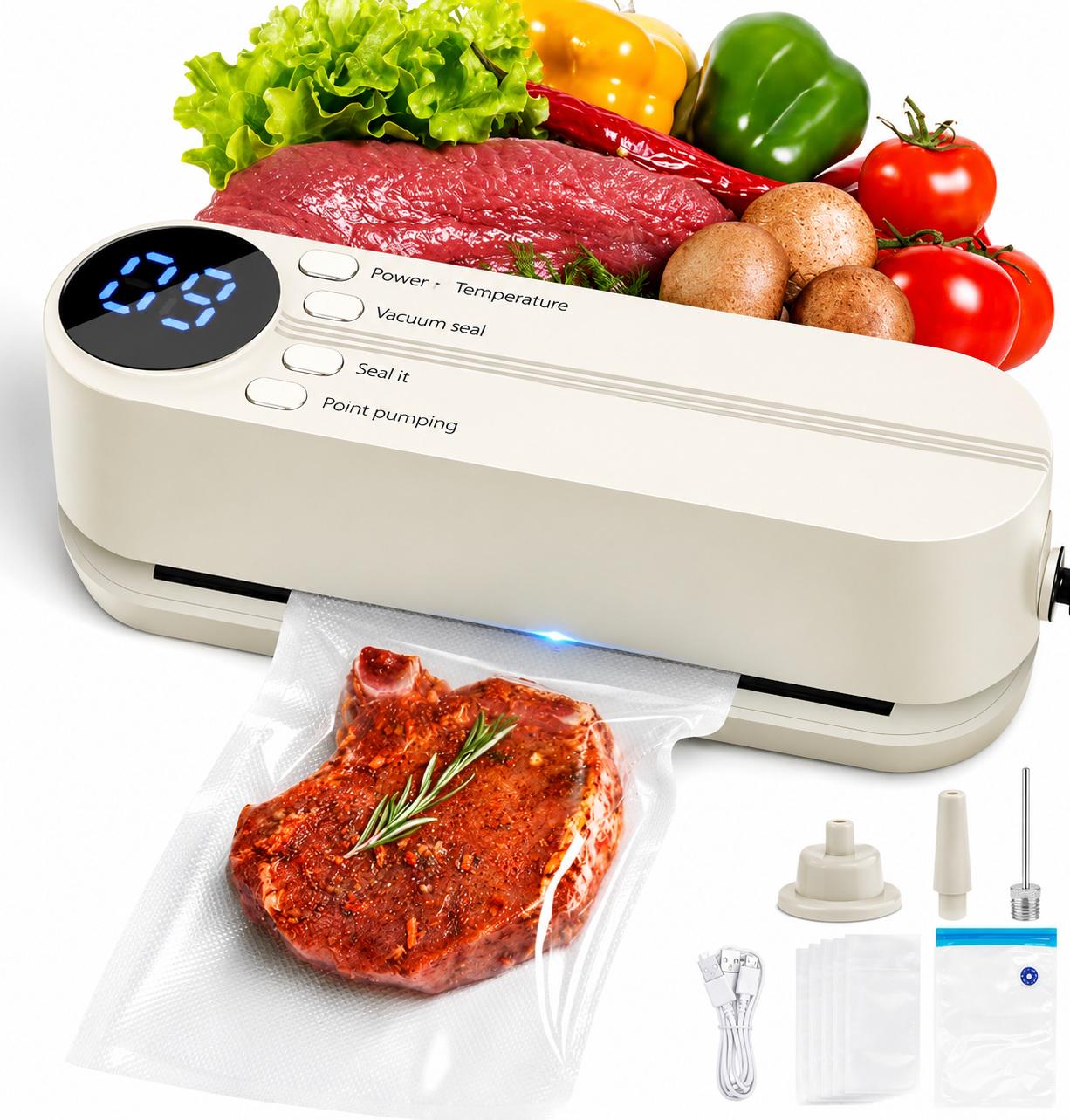 Вакуумный упаковщик для продуктов Vacuum Sealer 818 портативный 10 Вт Бежевый (376392) Вакуумный упаковщик для продуктов Vacuum Sealer 818 портативный 10 Вт Бежевый (376392)