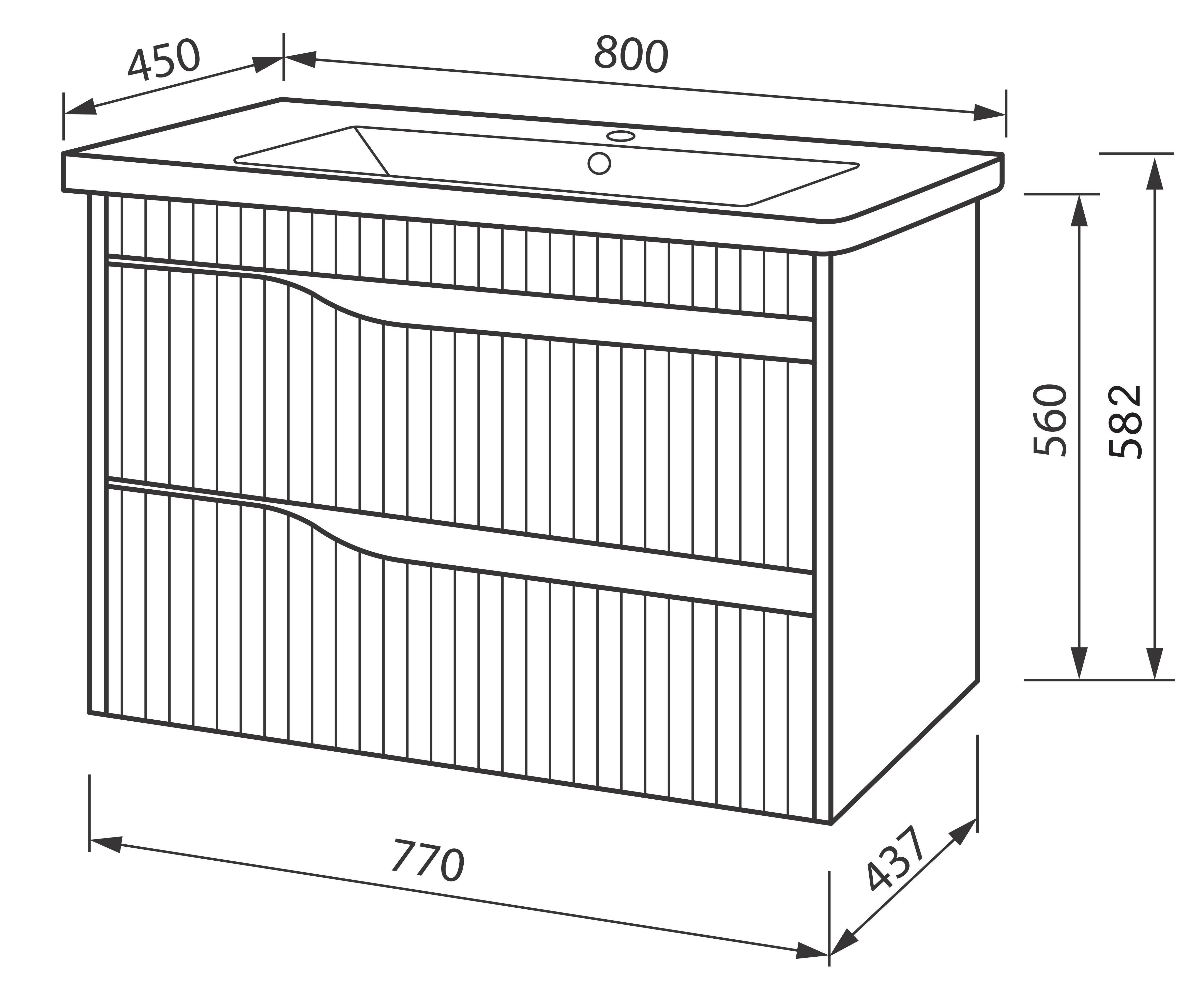 Тумба ЮВВИС Florence ТП-2 Д с умывальником Vesta 80 см Бетон матовый (UVV108) - фото 3 Тумба ЮВВИС Florence ТП-2 Д с умывальником Vesta 80 см Бетон матовый (UVV108) - фото 3