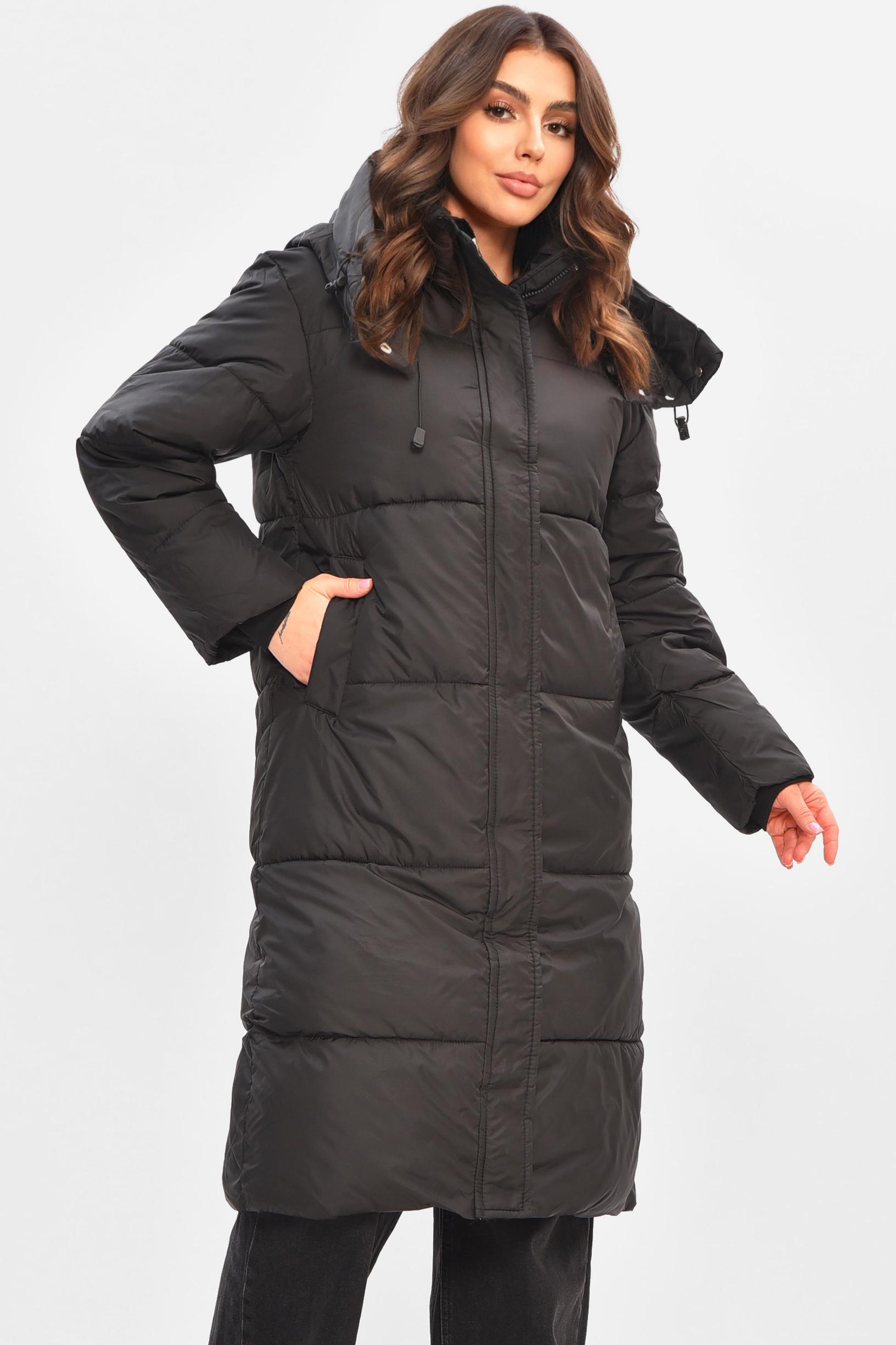 Куртка жіноча подовжена зима L Чорний (207010) - фото 2
