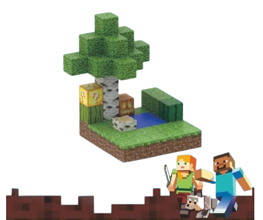 Конструктор детский магнитный Minecraft Мини лес 48 строительных блоков и 2 фигурки (2569637341)