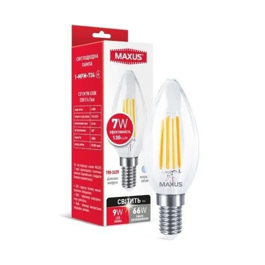 LED-лампа свеча Maxus 1-MFM-734 Clear C37 FM 7W 4100K E14 (28686668)