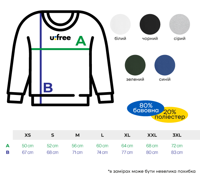 Свитшот унисекс Ufree "Києве мій!" Черный (S-0208-2-S) - фото 3