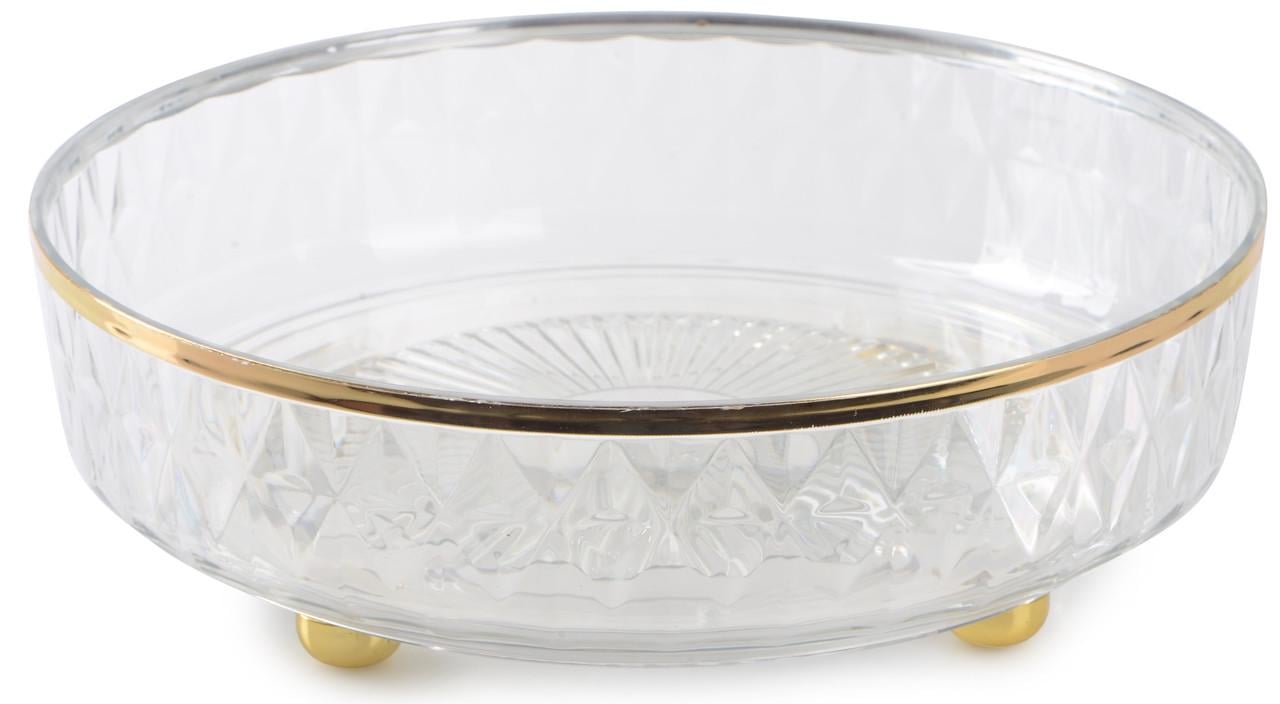 Блюдо для фруктов LED TWIST CLEAR GOLD поворотное Limited Edition 27х8 см Прозрачное (B100076)