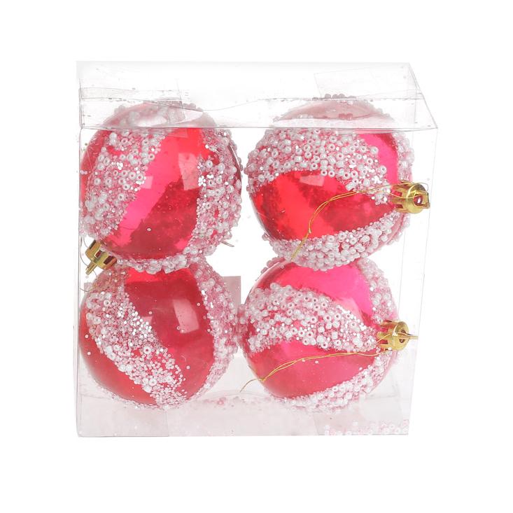 Куля новорічна BonaDi D-6 см 4 шт. Червоний (105-151)