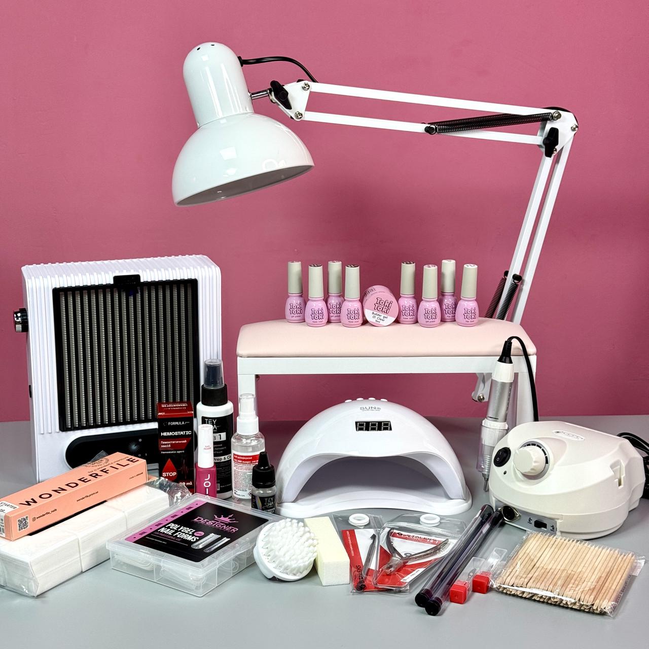 Набор для маникюра TOKI-TOKI SET с фрезером, лампой и вытяжкой (2716664463)