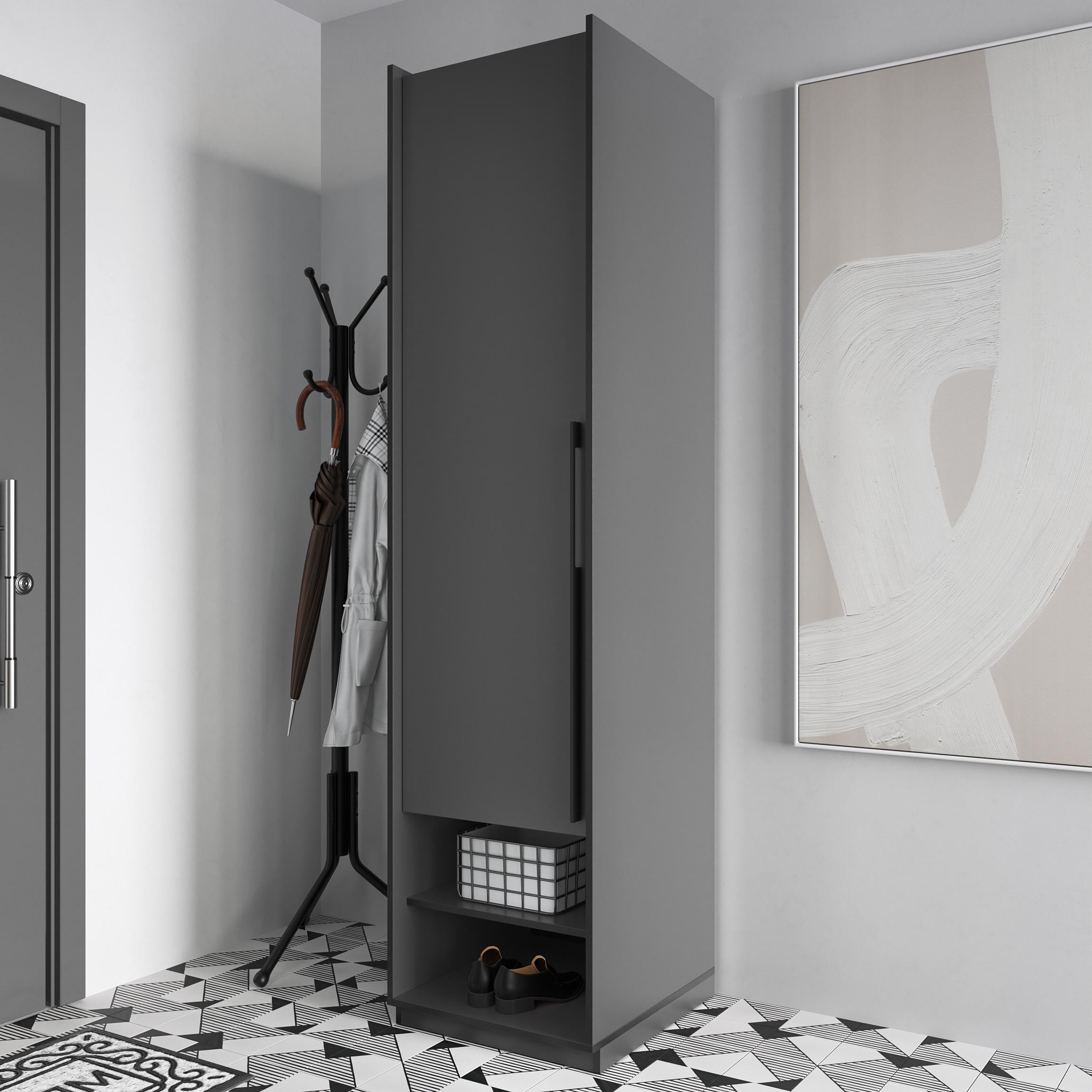 Шафа з полицями та тангою Moreli Ramo R-0002 518х2100х570 мм Антрацитовий (mo-R0002L-antracit)