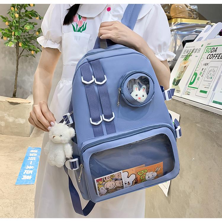 Шкільний рюкзак для дівчинки Ведмедик з значком-зайчик 4в1 5-11 клас Синій (27667927) - фото 3 Шкільний рюкзак для дівчинки Ведмедик з значком-зайчик 4в1 5-11 клас Синій (27667927) - фото 3