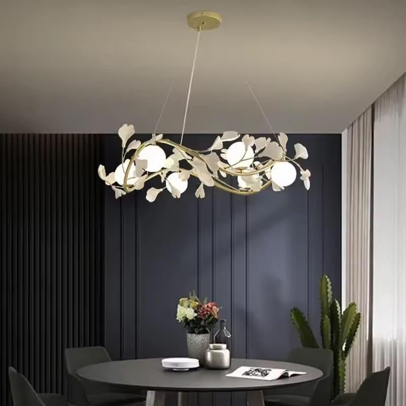 Люстра підвісна у флористичних мотивах у корпусі-кільце Ø 75 см Золотий/Білий (D7370 GD_688)