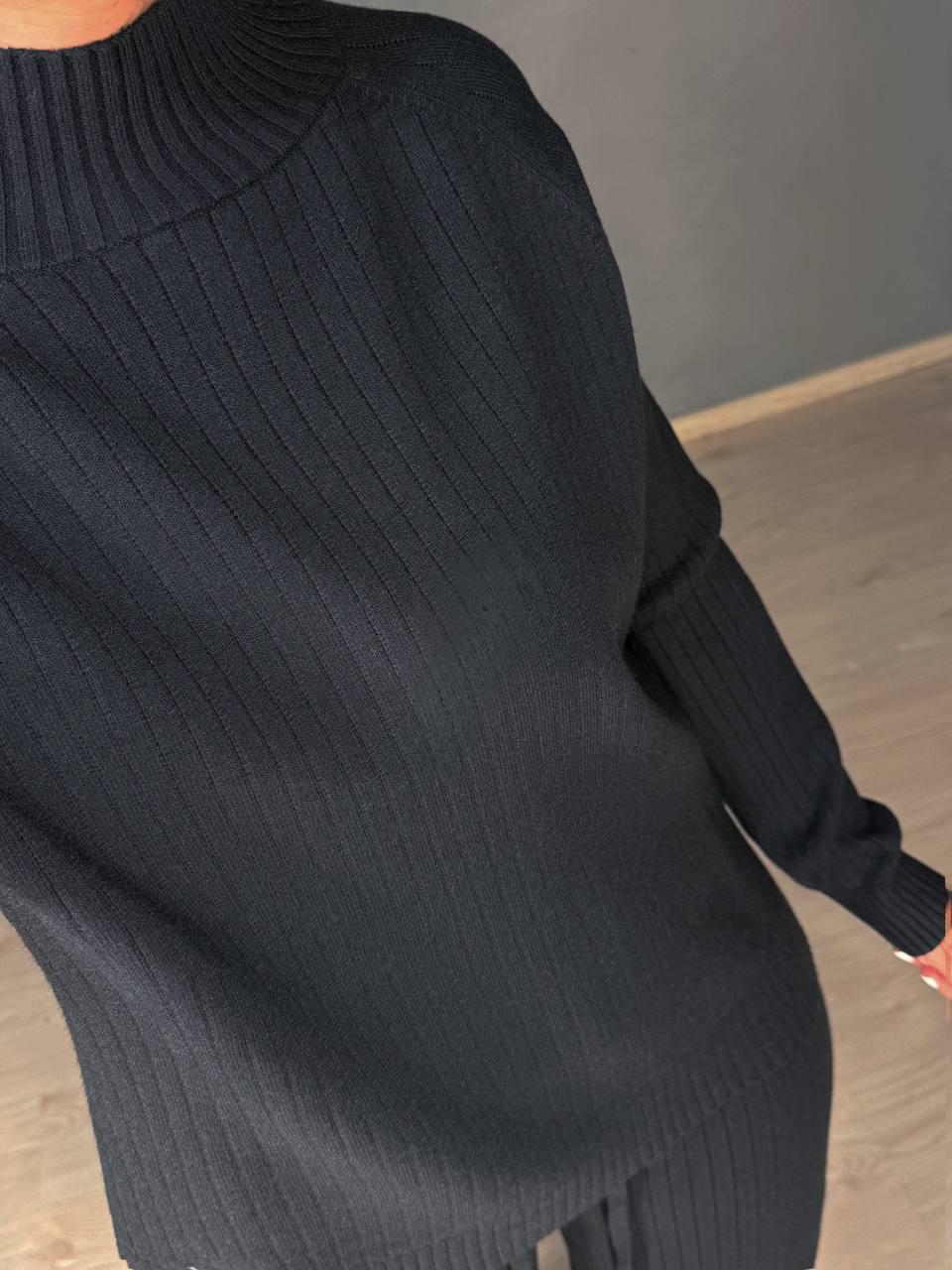 Костюм женский ACCORDDREAM 8703-28108 свитер с брюками в рубчик вязаный OS Черный (2959) - фото 3 Костюм женский ACCORDDREAM 8703-28108 свитер с брюками в рубчик вязаный OS Черный (2959) - фото 3