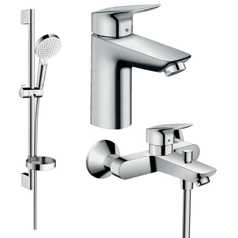 Набор смесителей для ванны Hansgrohe EcoSmart Logis 100 (71104+7140+26553400), хром (20200008)