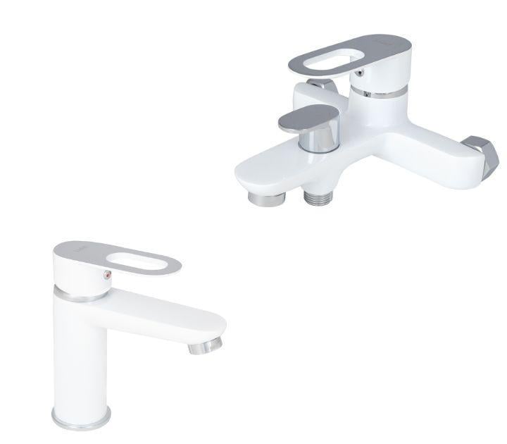 Набор смесителей для ванны Lidz Latwa White с душевым гарнитуром (LDLAT001WHI45425)