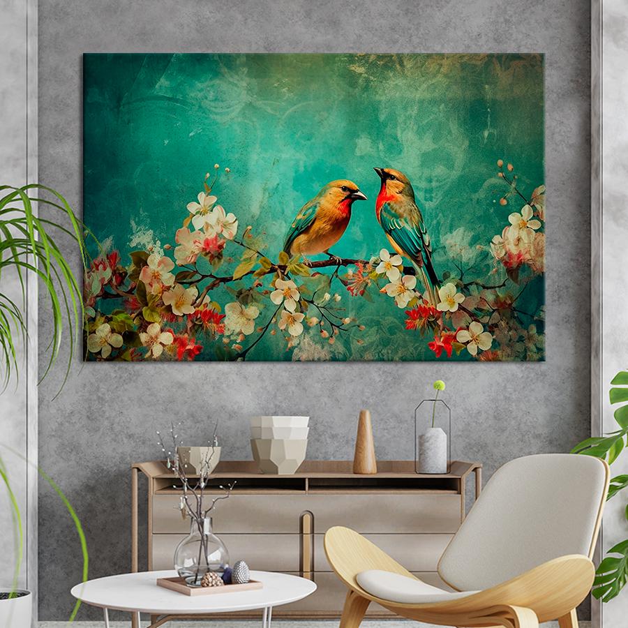 Картина на полотні Пара яскравих птахів 80x54 см (V318-1_L)