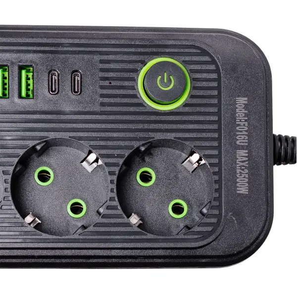 Фільтр-подовжувач мережевий POWER 3 розетки 6 USB та кнопка вимкнення 3 м Чорний (147-107-HP-5-20) - фото 4 Фільтр-подовжувач мережевий POWER 3 розетки 6 USB та кнопка вимкнення 3 м Чорний (147-107-HP-5-20) - фото 4