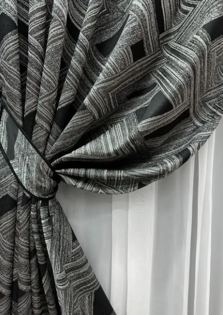 Штори Mystery жакард 1,5х2,9 м 2 шт. Сірий/Чорний (1629ш) - фото 5