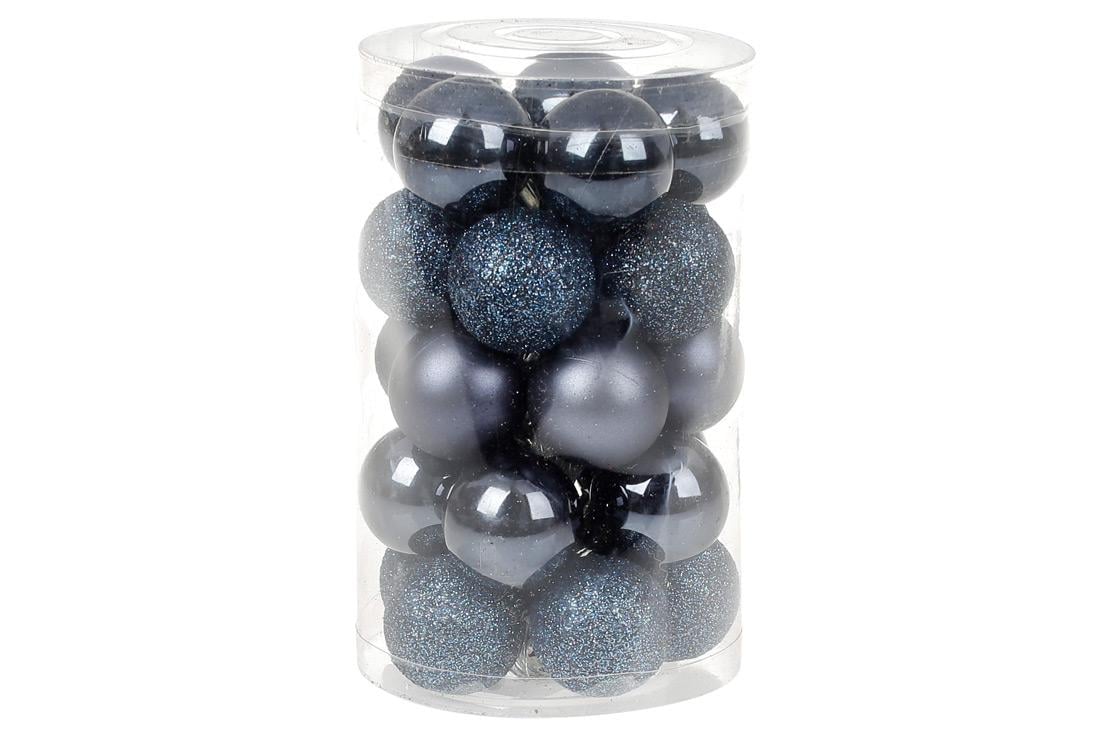 Набір пластикових ялинкових куль Bonadi 3 см 25 шт. Північно-синій (147-923)