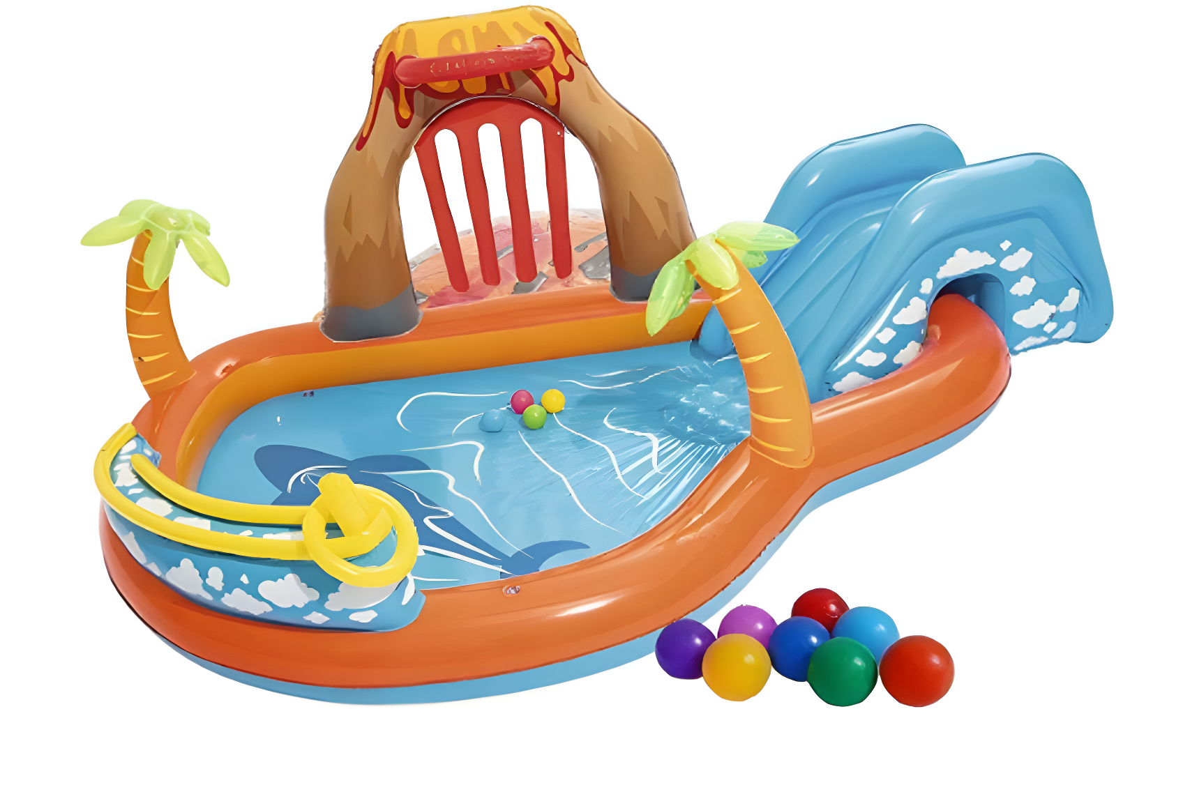 Надувной игровой центр Bestway 53069 Вулкан с бассейном и горкой Разноцветный (34-7-53069)