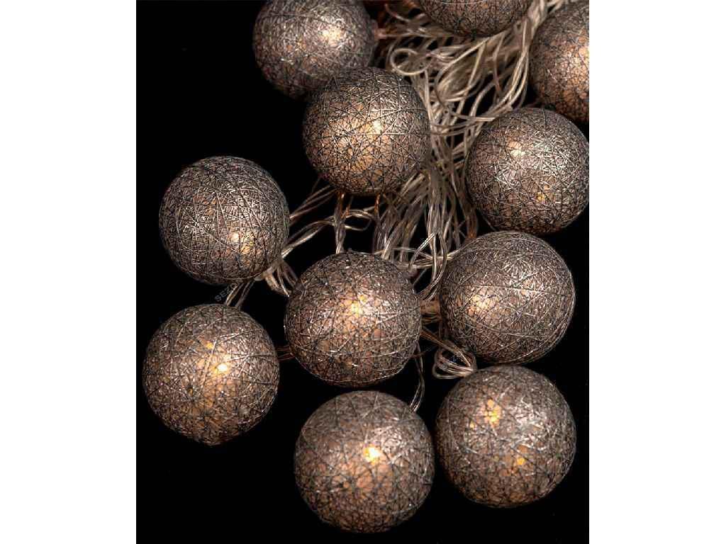 Гірлянда Кульки з ниток срібні 50 мм 12 LED 4 м Теплий білий (13512-07)